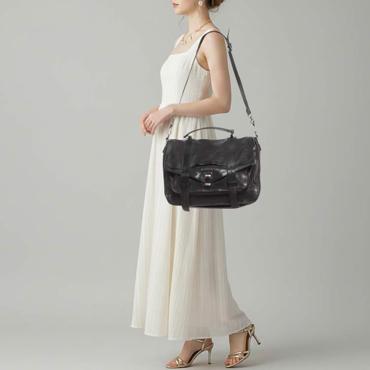 مملوكة مسبقًا Proenza Schouler PS1 Large Black Leather Top Handle Bag