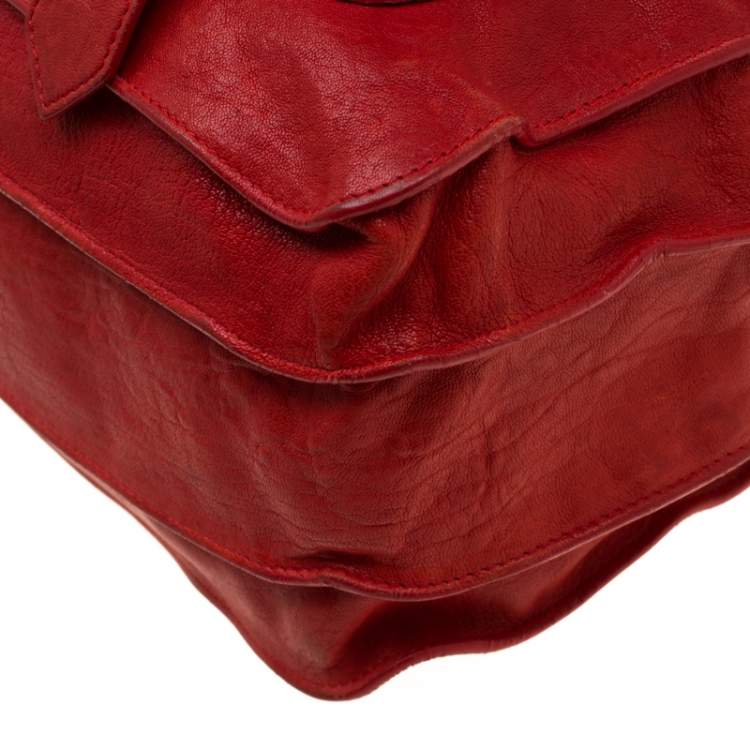 Pre Owned Proenza Schouler Red Leather Large PS1 Top Handle Bag