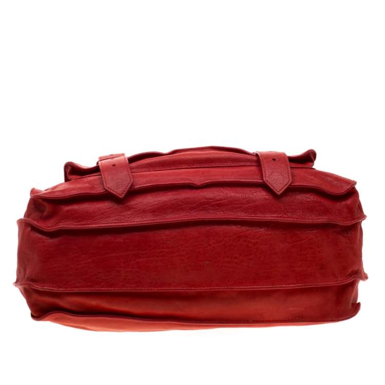 Pre Owned Proenza Schouler Red Leather Large PS1 Top Handle Bag