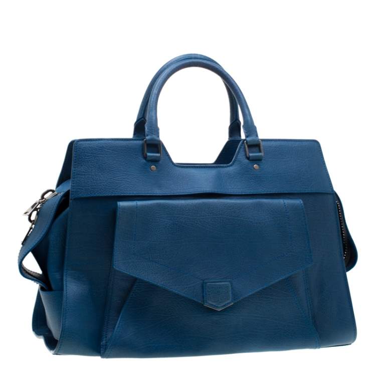 Pre Owned Proenza Schouler Blue Leather Large PS13 Satchel