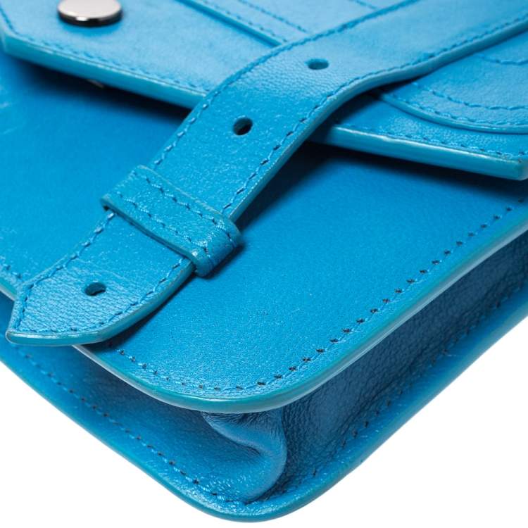 Pre Owned  Proenza Schouler Blue Leather PS1 Wallet On Chain