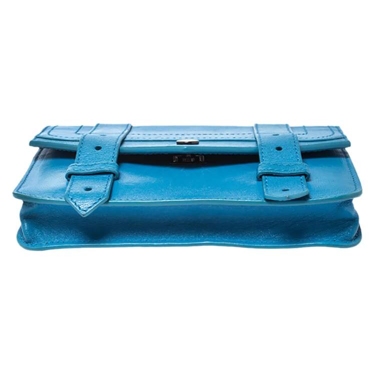 Pre Owned  Proenza Schouler Blue Leather PS1 Wallet On Chain