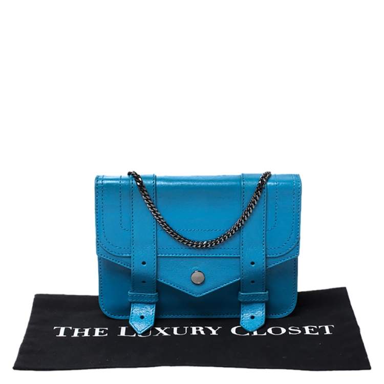 Pre Owned  Proenza Schouler Blue Leather PS1 Wallet On Chain