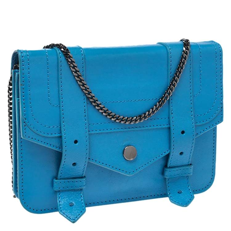 Pre Owned  Proenza Schouler Blue Leather PS1 Wallet On Chain