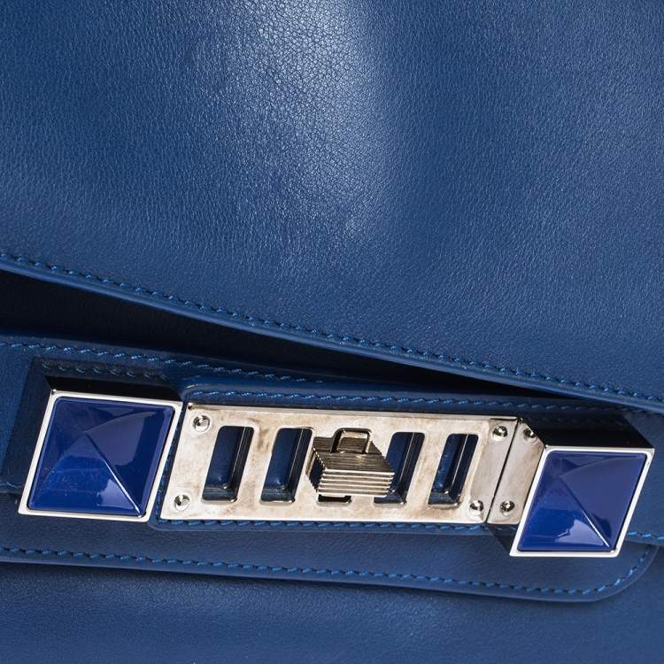 Pre Owned Proenza Schouler Blue Leather Mini Classic PS11 Shoulder Bag