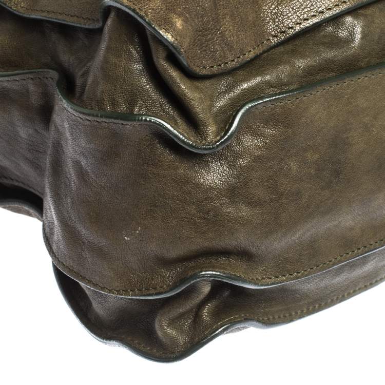Pre Owned Proenza Schouler Seaweed Green Leather PS1 Top Handle Bag