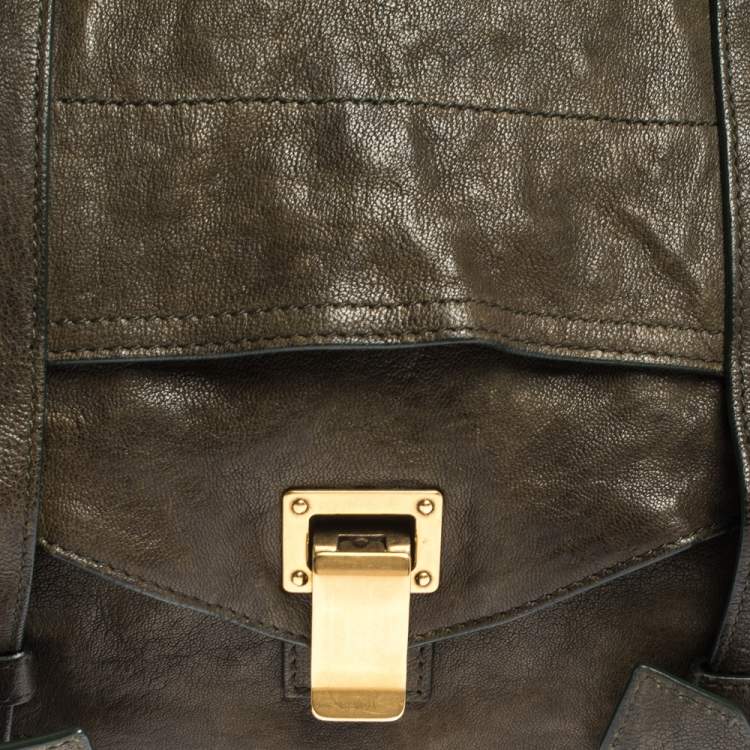 Pre Owned Proenza Schouler Seaweed Green Leather PS1 Top Handle Bag