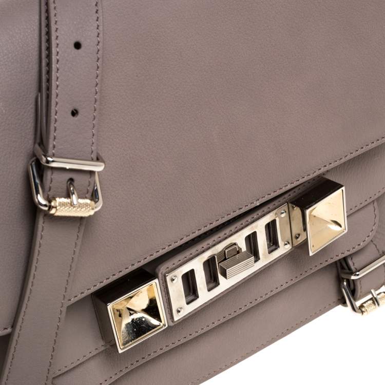Pre Owned Proenza Schouler Grey Leather Mini Classic PS11 Shoulder Bag
