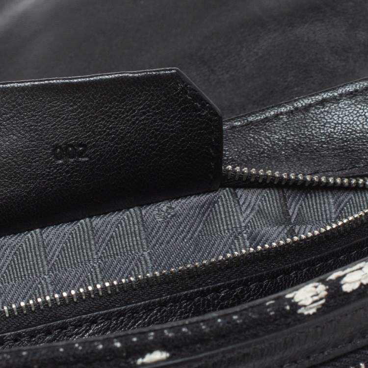Pre Owned Pronza Schouler Black/White Leather and Canvas Medium PS1 Top Handle Bag