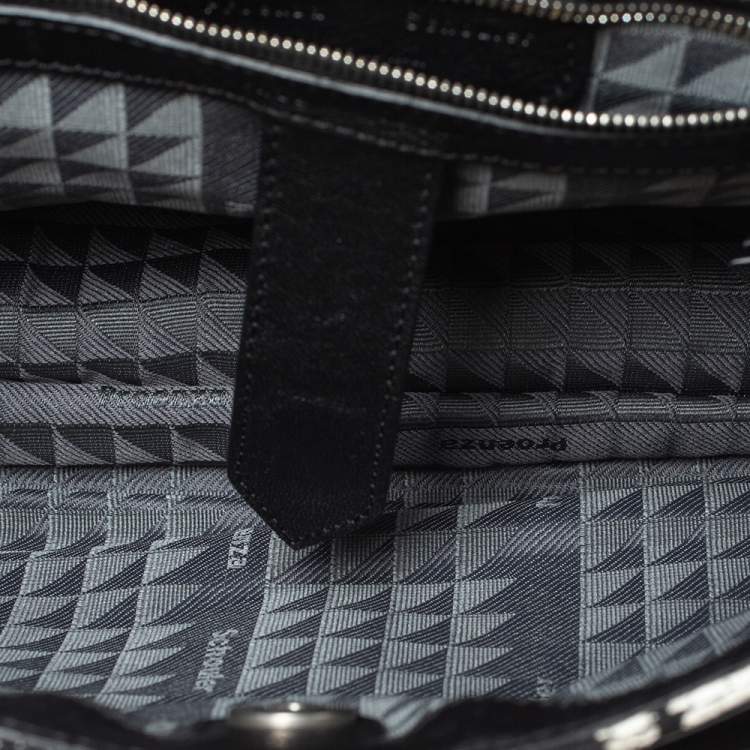 Pre Owned Pronza Schouler Black/White Leather and Canvas Medium PS1 Top Handle Bag