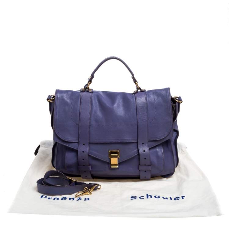 Pre Owned Proenza Schouler Purple Leather Large PS1 Top Handle Bag