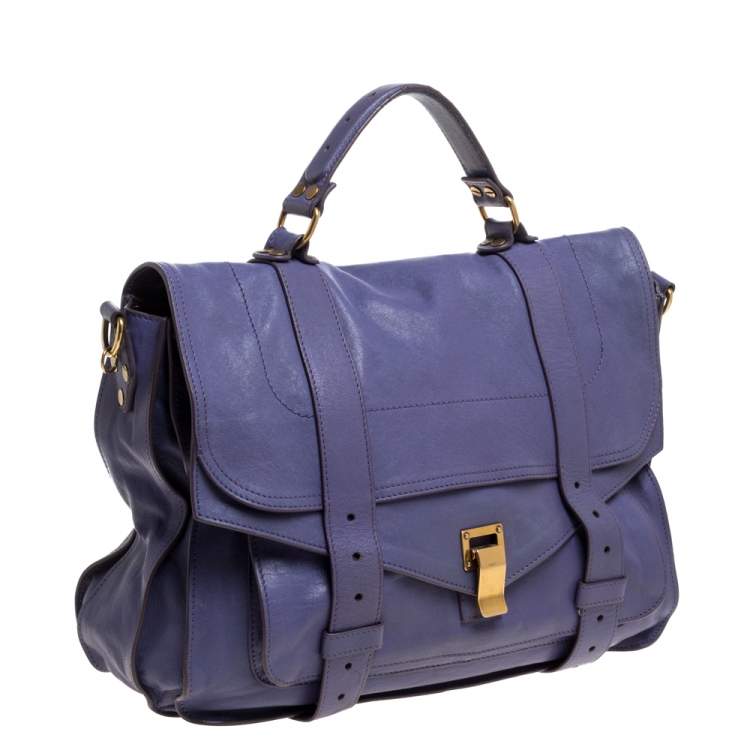 Pre Owned Proenza Schouler Purple Leather Large PS1 Top Handle Bag