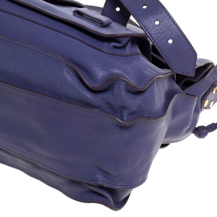Pre Owned Proenza Schouler Purple Leather Large PS1 Top Handle Bag
