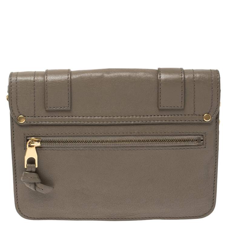 Pre Owned Proenza Schouler Dark Beige Leather Ps1 Wallet on Chain