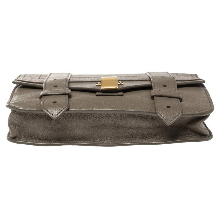 Pre Owned Proenza Schouler Dark Beige Leather Ps1 Wallet on Chain