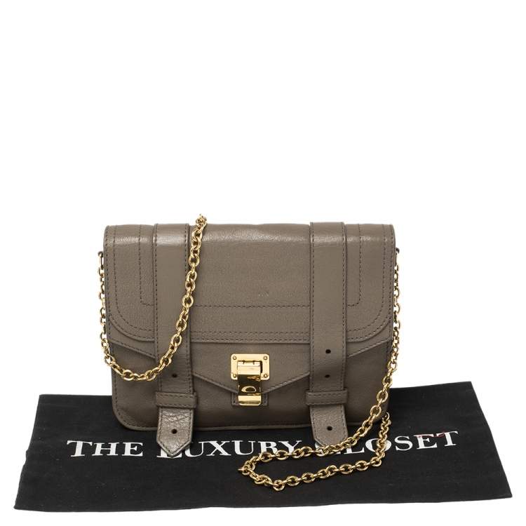 Pre Owned Proenza Schouler Dark Beige Leather Ps1 Wallet on Chain