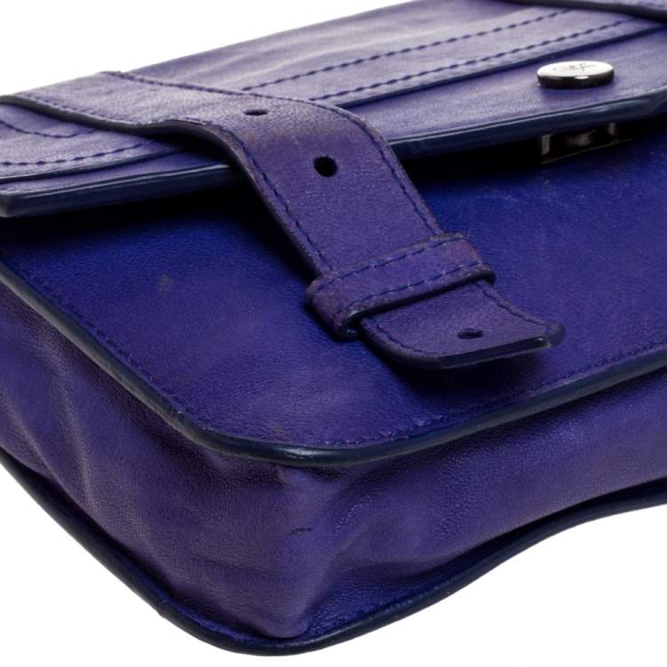 Pre Owned Proenza Schouler Blue Leather PS1 Wallet On Chain
