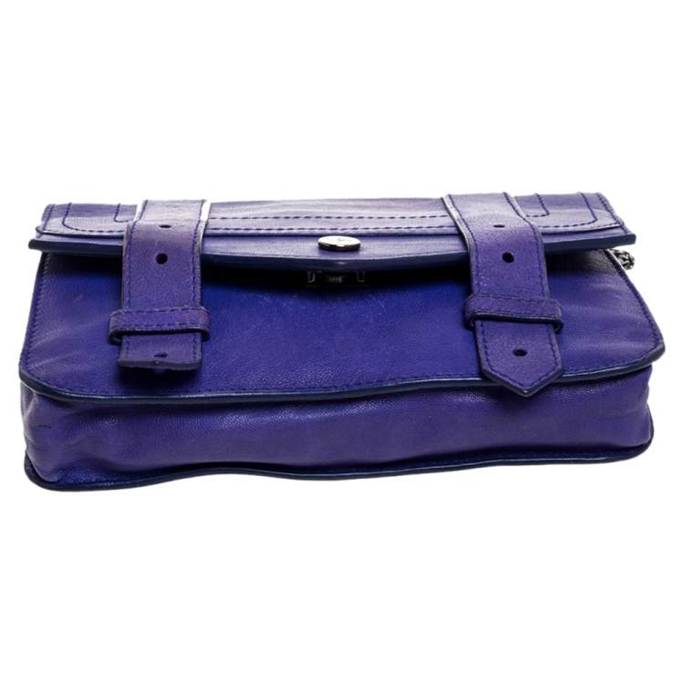Pre Owned Proenza Schouler Blue Leather PS1 Wallet On Chain