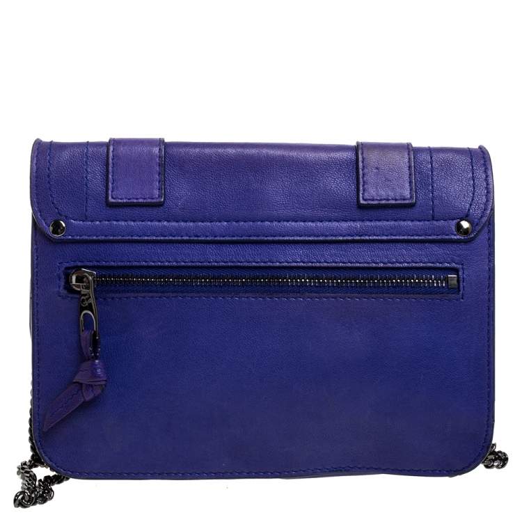 Pre Owned Proenza Schouler Blue Leather PS1 Wallet On Chain