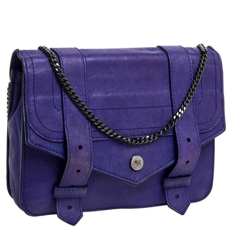 Pre Owned Proenza Schouler Blue Leather PS1 Wallet On Chain