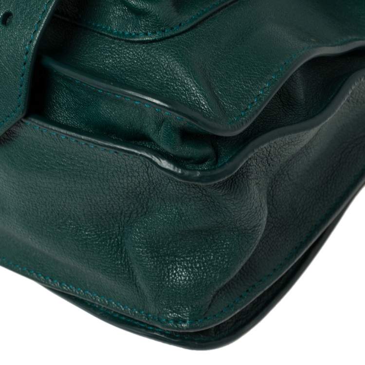 Pre Owned Proenza Schouler Green Leather Medium PS1 Top Handle Bag