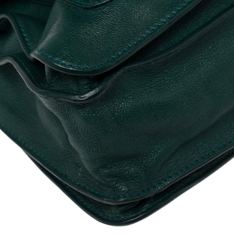 Pre Owned Proenza Schouler Green Leather Medium PS1 Top Handle Bag
