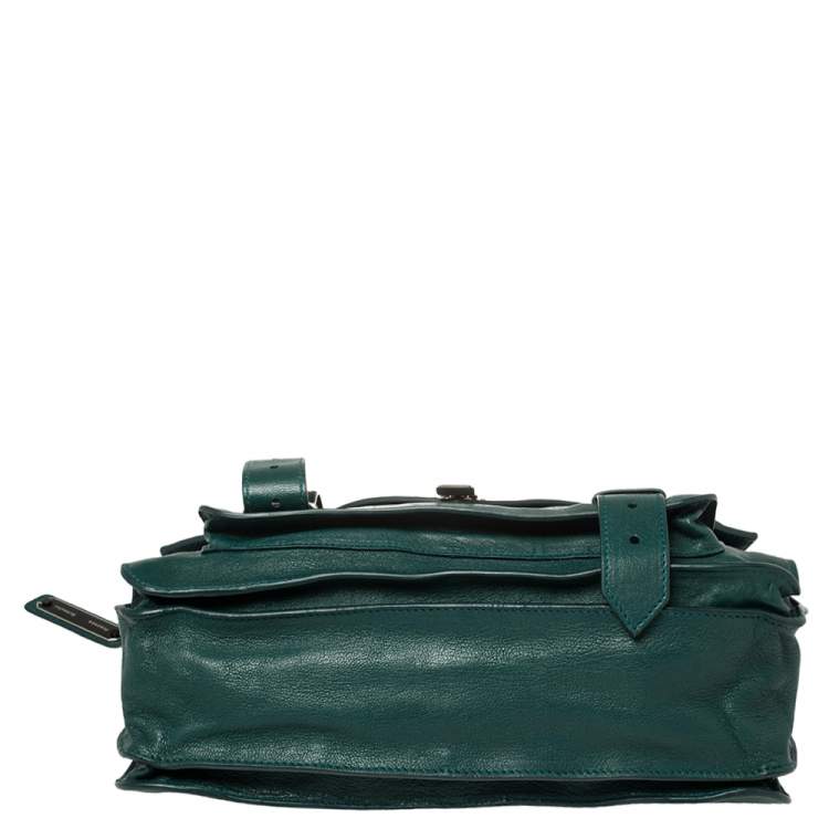 Pre Owned Proenza Schouler Green Leather Medium PS1 Top Handle Bag