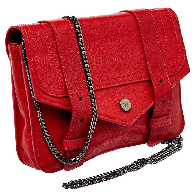 Pre Owned Proenza Schouler Red Leather PS1 Wallet On Chain
