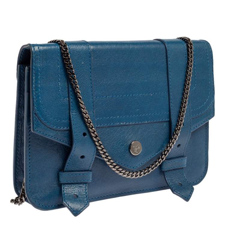 Pre Owned Proenza Schouler Blue Leather PS1 Crossbody Bag