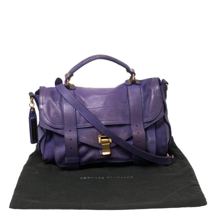 Pre Owned Proenza Schouler Purple Leather Large PS1 Top Handle Bag