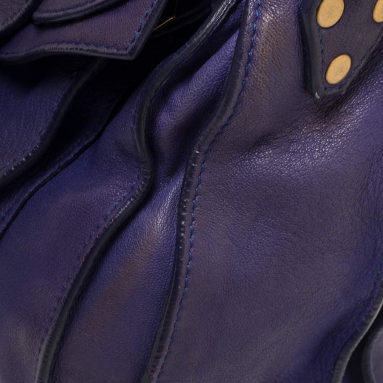 Pre Owned Proenza Schouler Purple Leather Large PS1 Top Handle Bag