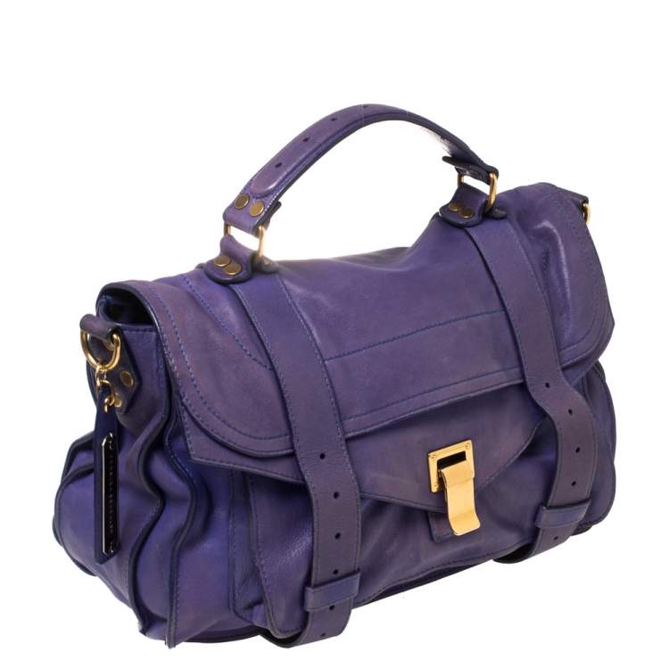 Pre Owned Proenza Schouler Purple Leather Large PS1 Top Handle Bag