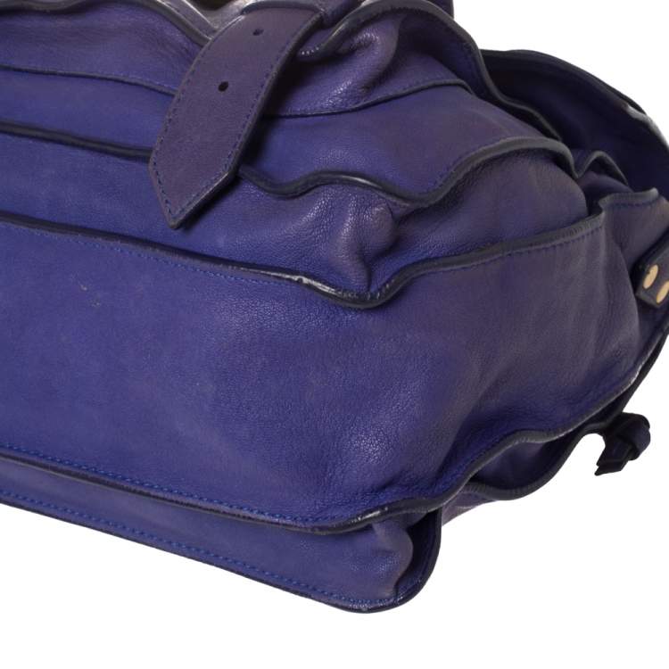 Pre Owned Proenza Schouler Purple Leather Large PS1 Top Handle Bag