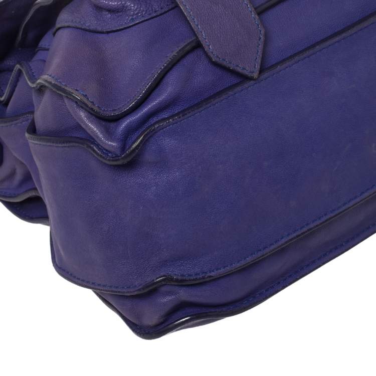 Pre Owned Proenza Schouler Purple Leather Large PS1 Top Handle Bag