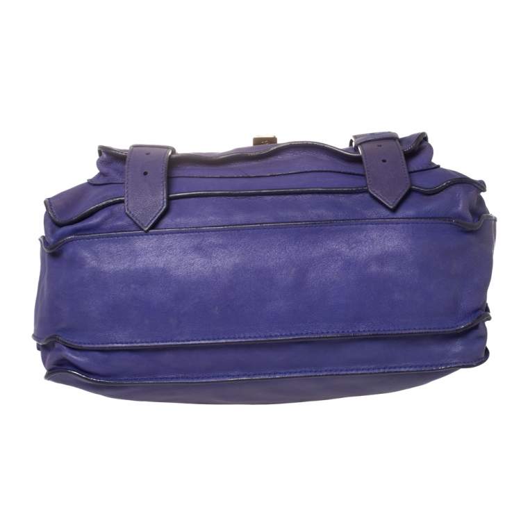 Pre Owned Proenza Schouler Purple Leather Large PS1 Top Handle Bag
