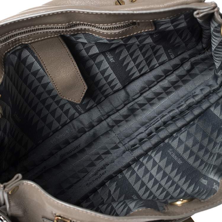 Pre Owned Proenza Schouler Grey Leather Medium PS1 Top Handle Bag