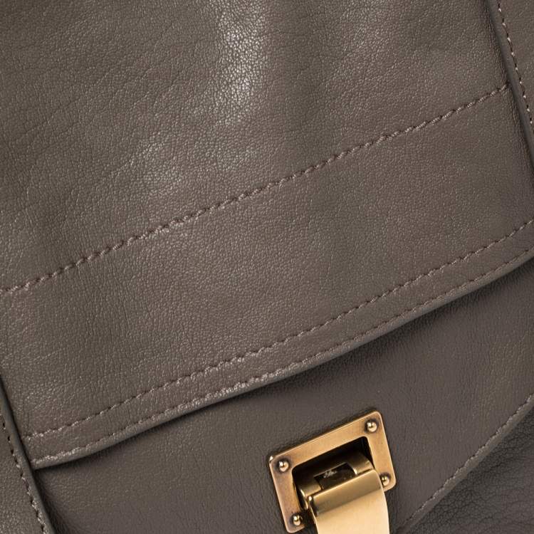 Pre Owned Proenza Schouler Grey Leather Medium PS1 Top Handle Bag