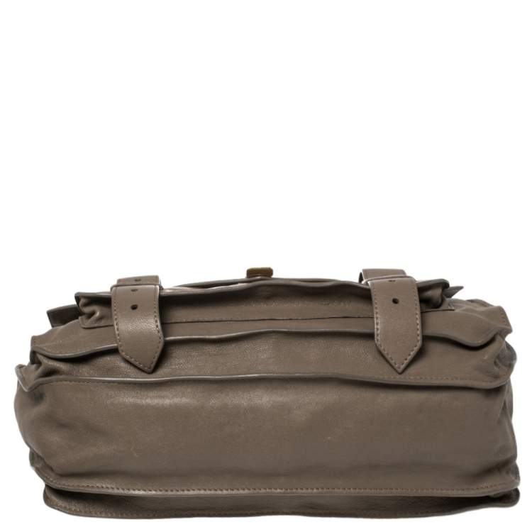 Pre Owned Proenza Schouler Grey Leather Medium PS1 Top Handle Bag