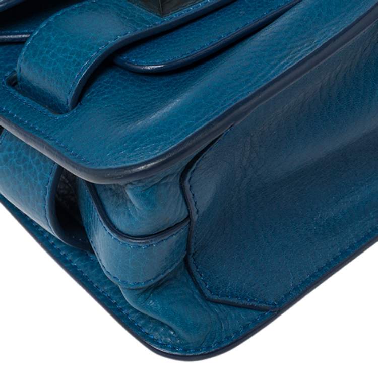 Pre Owned Proenza Schouler Blue Leather Mini Classic PS11 Shoulder Bag