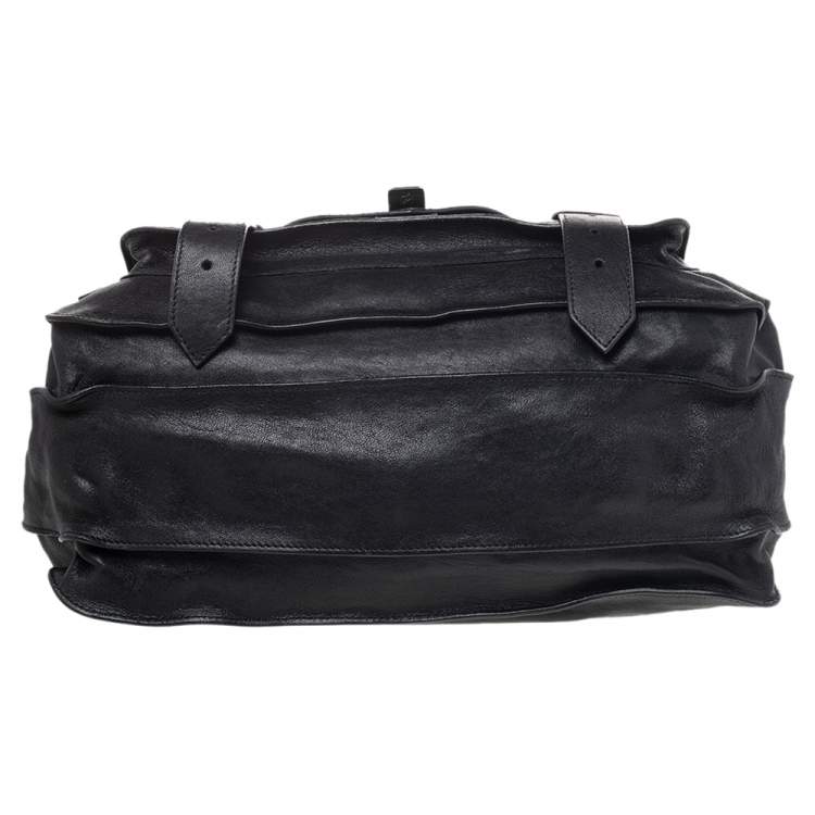 Pre Owned Proenza Schouler Black Leather Large PS1 Top Handle Bag