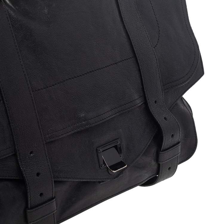 Pre Owned Proenza Schouler Black Leather Large PS1 Top Handle Bag