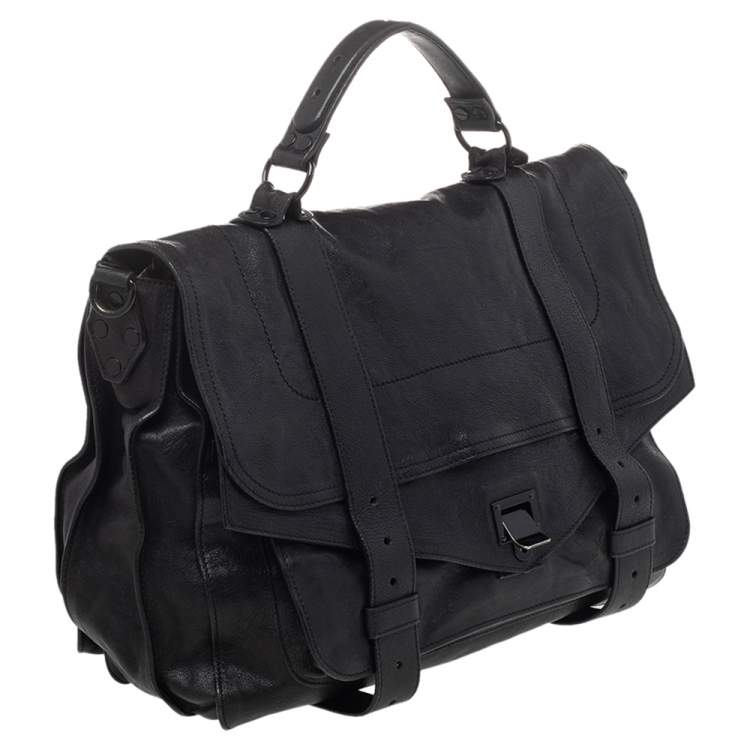 Pre Owned Proenza Schouler Black Leather Large PS1 Top Handle Bag