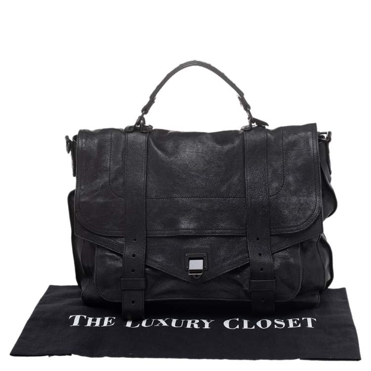 Pre Owned Proenza Schouler Black Leather Large PS1 Top Handle Bag