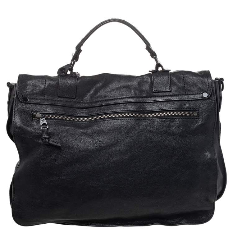 Pre Owned Proenza Schouler Black Leather Large PS1 Top Handle Bag