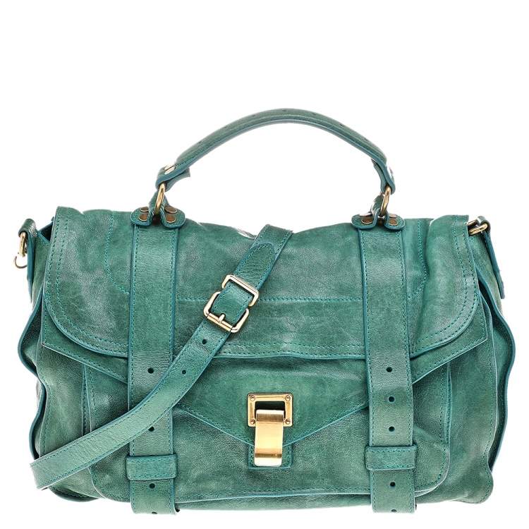 Proenza Schouler Green Leather PS1 Medium Top Handle Bag Proenza