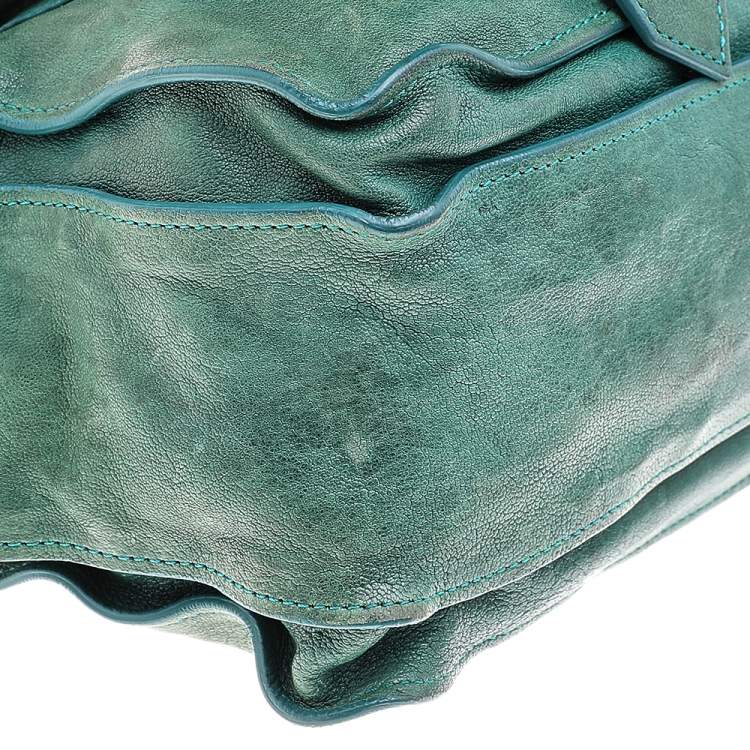 Pre Owned Proenza Schouler Green Leather PS1 Medium Top Handle Bag