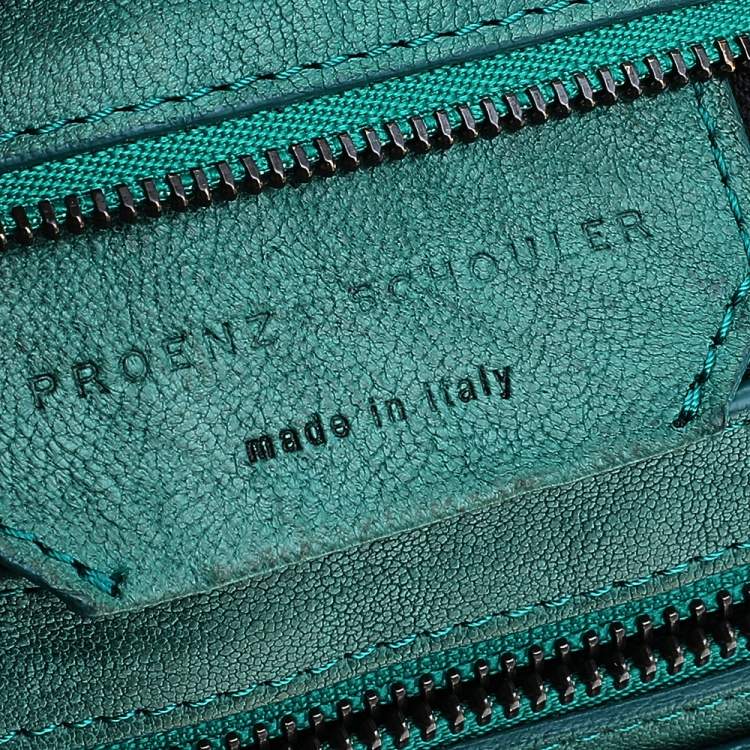 Pre Owned Proenza Schouler Green Leather PS1 Medium Top Handle Bag