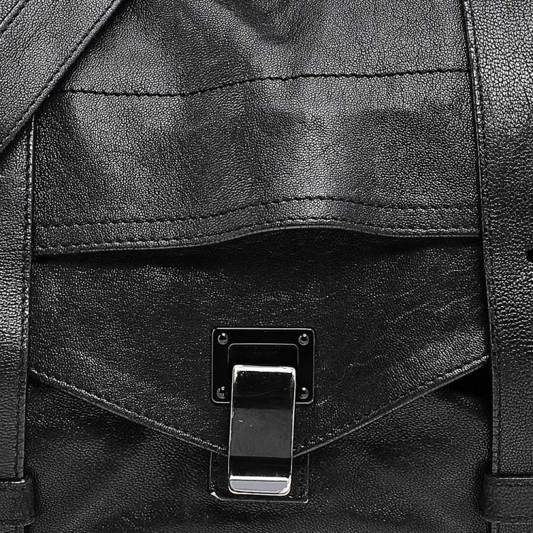 Pre Owned Proenza Schouler Black Leather Large PS1 Top Handle Bag