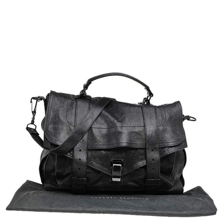 Pre Owned Proenza Schouler Black Leather Large PS1 Top Handle Bag