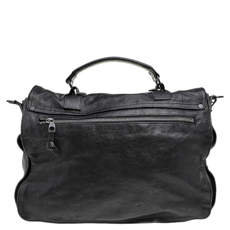 Pre Owned Proenza Schouler Black Leather Large PS1 Top Handle Bag